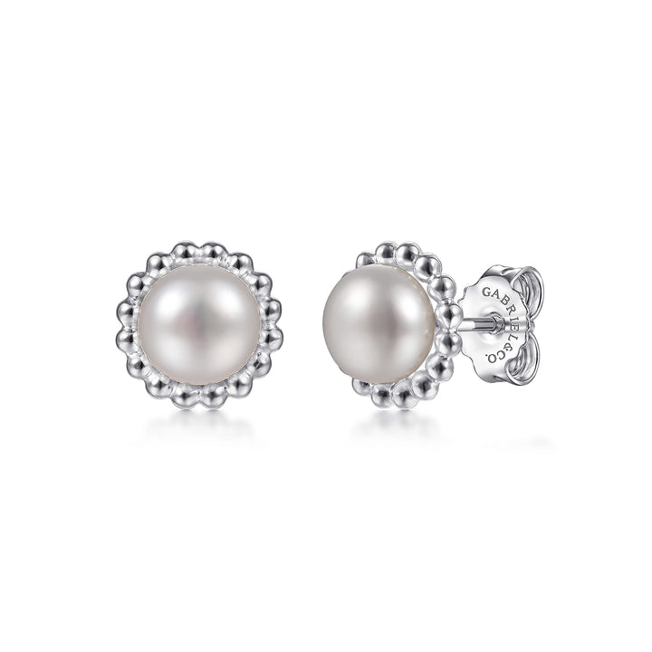 Sterling Silver Gabriel & Co. Stud Earrings With 6-6.5mm White Pearls