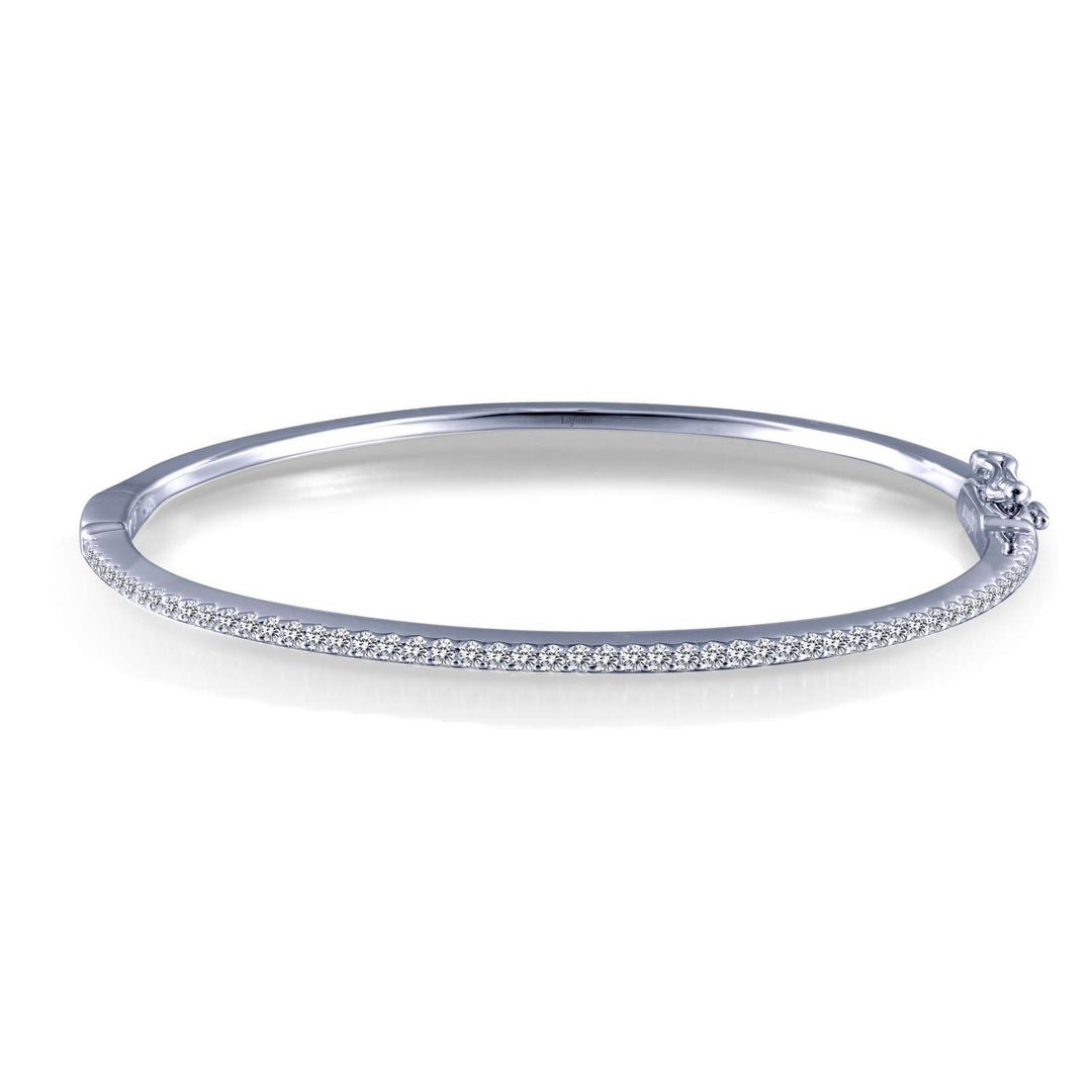 Lafonn Silver Hinged Bangle Bracelet With Cubic Zirconia