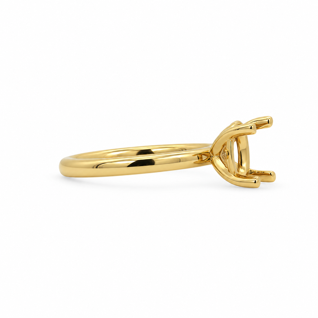 Women's 14K Yellow Gold Solitaire Ring Mount for Oval Stone