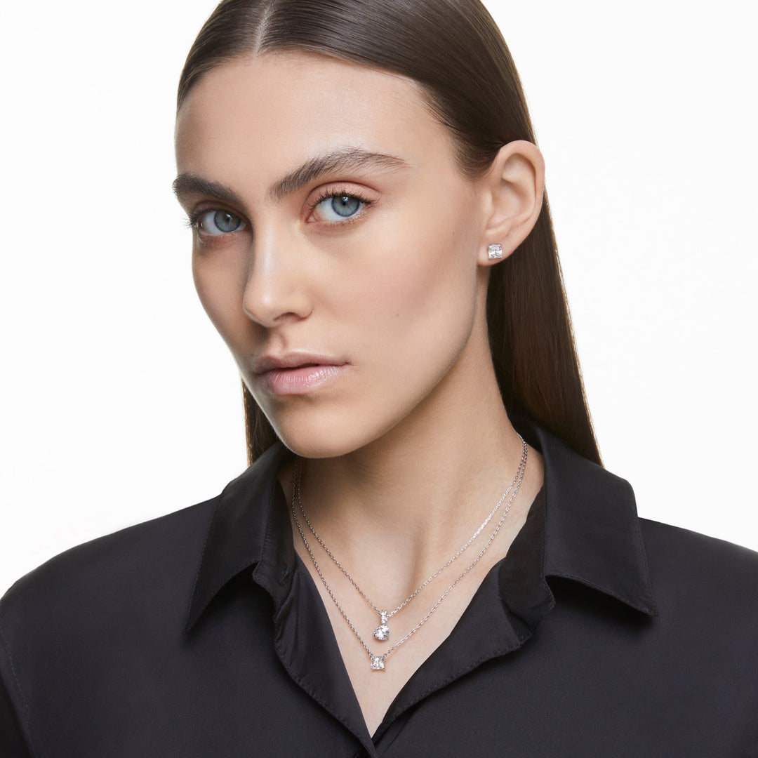 Swarovski Stilla Attract Rhodium Plated Stud Earrings With Clear Zirconia's 5430365