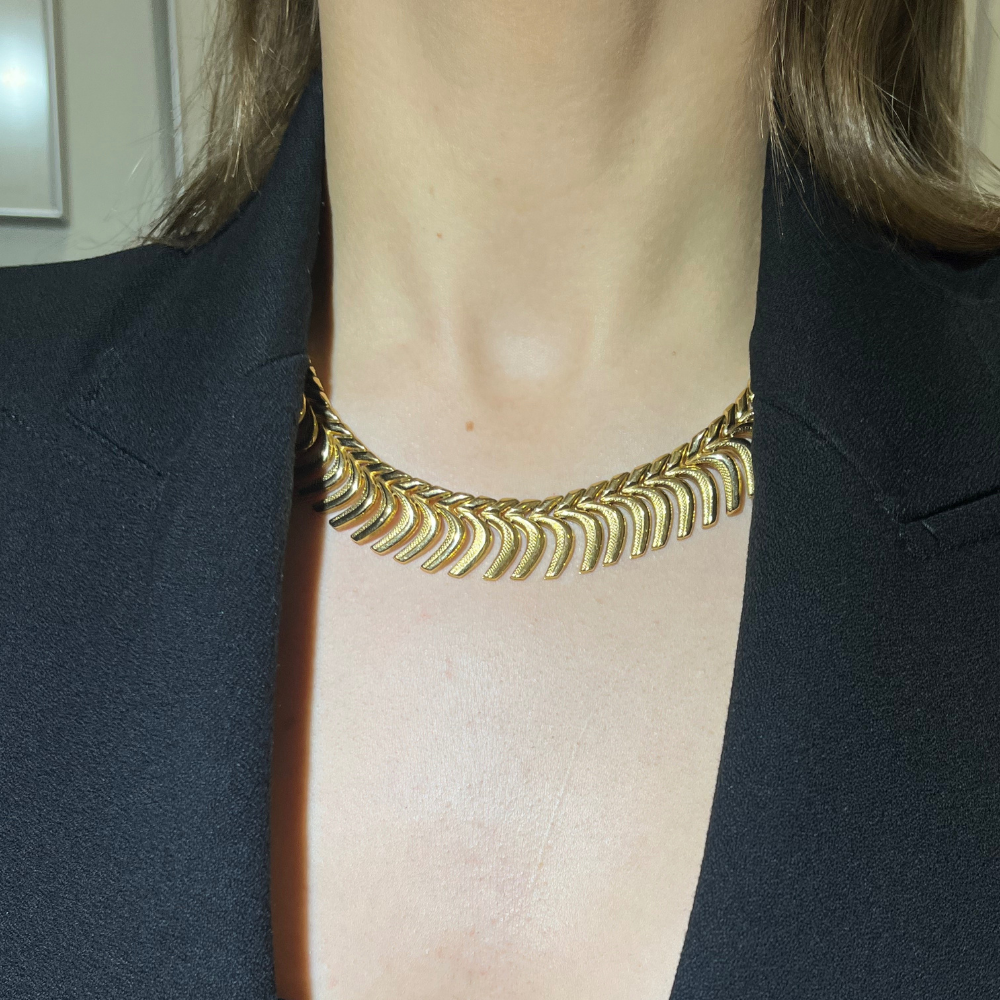 Estate - 18 Karat Yellow Gold Graduating Fancy Link 18" Necklace