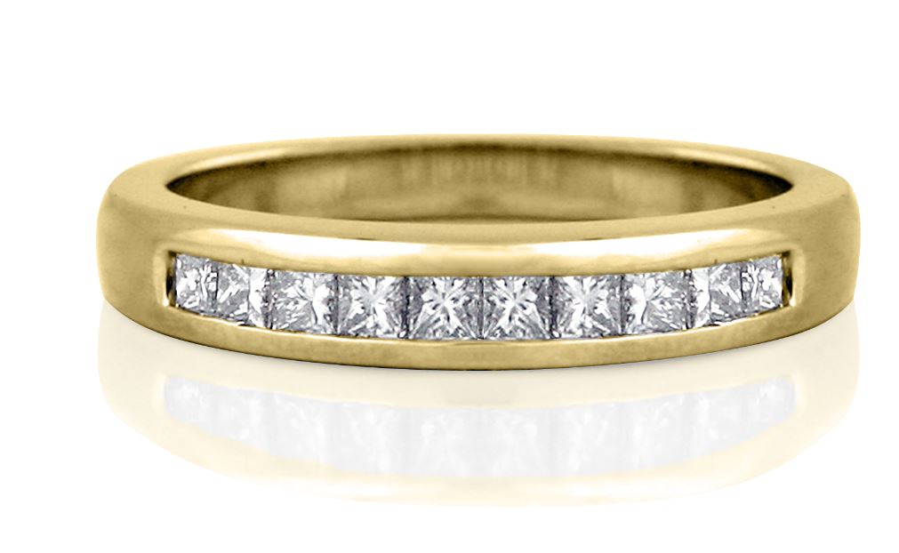 14K Yellow Gold 0.32 CTW Princess Cut Diamond Channel Set Ring