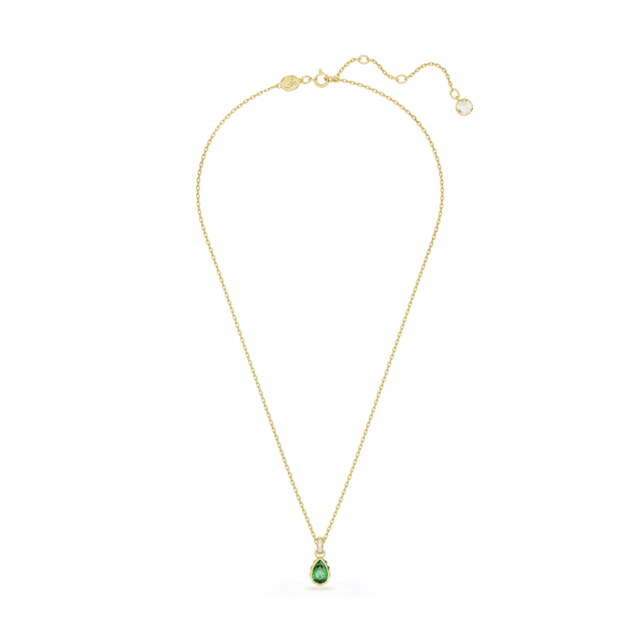 Swarovski Chroma Gold-Tone Plated Necklace With Green Pear Cut Crystal And Clear Crystals