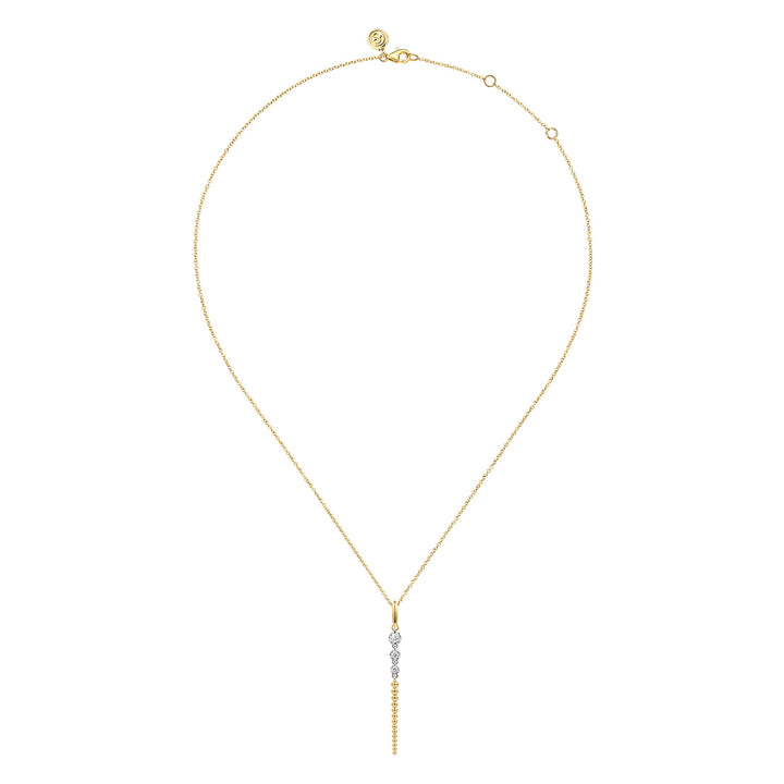 14K Yellow And White Gold 0.18 CTW Diamond Drop Pendant With Chain