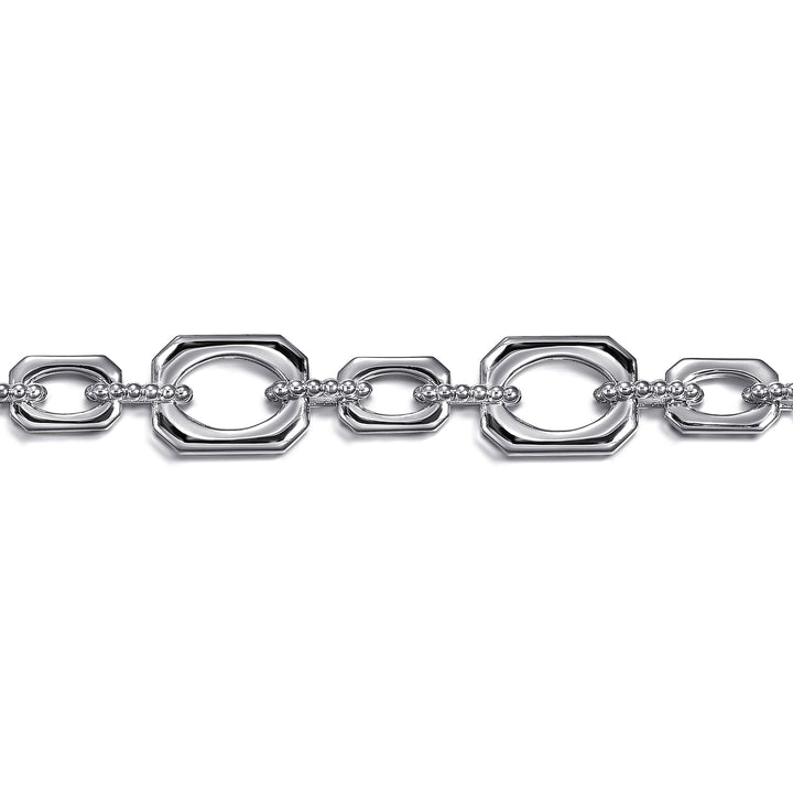 Gabriel & Co. Silver Elongated Octagon Link Bracelet