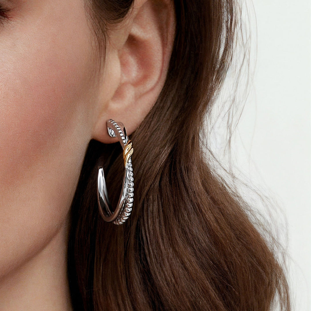 Sterling Silver And 14K Yellow Gold Gabriel & Co. Large Hoop Earrings