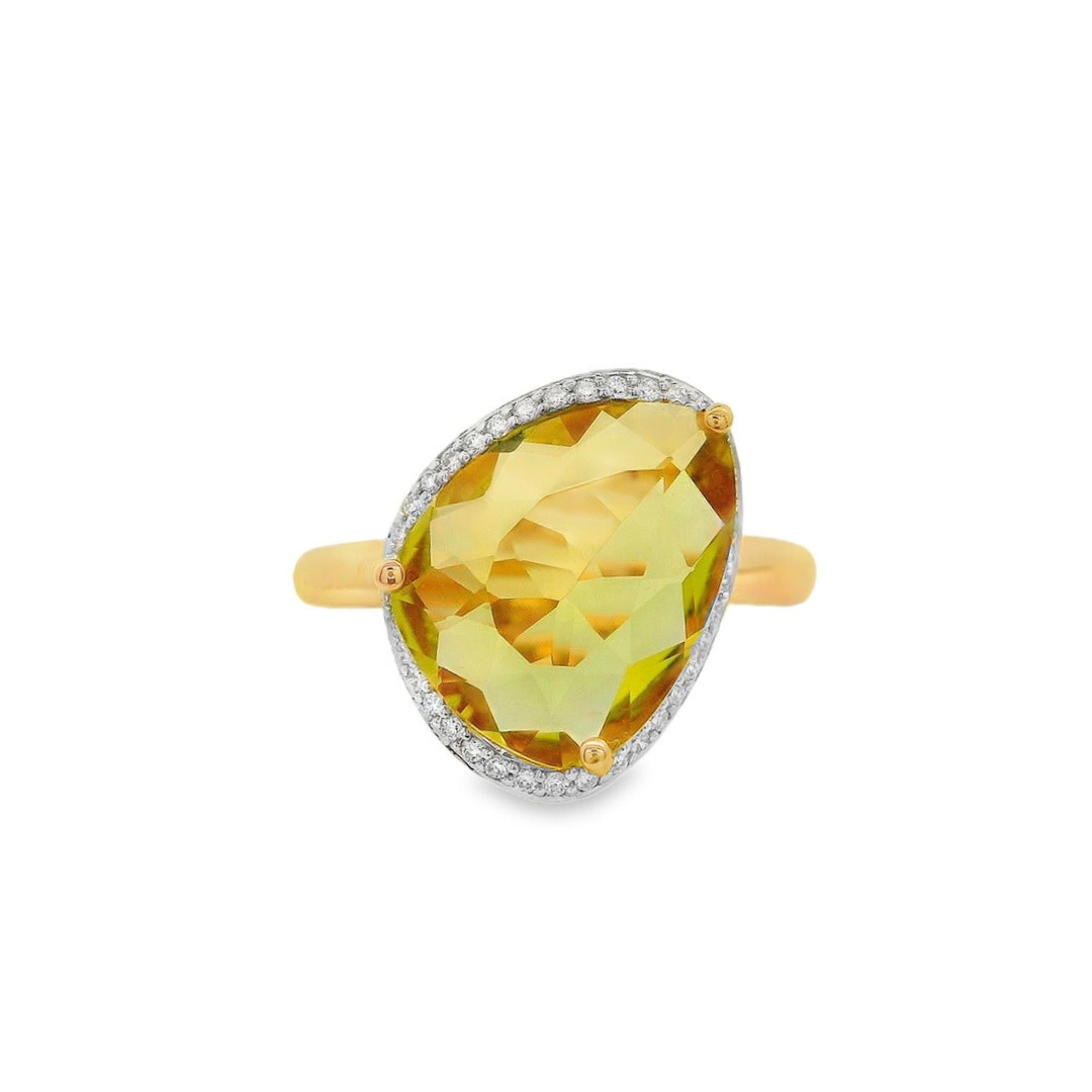 14K Rose And White Gold 4.00 CTW Quartz And 0.15 CTW Diamond Ring