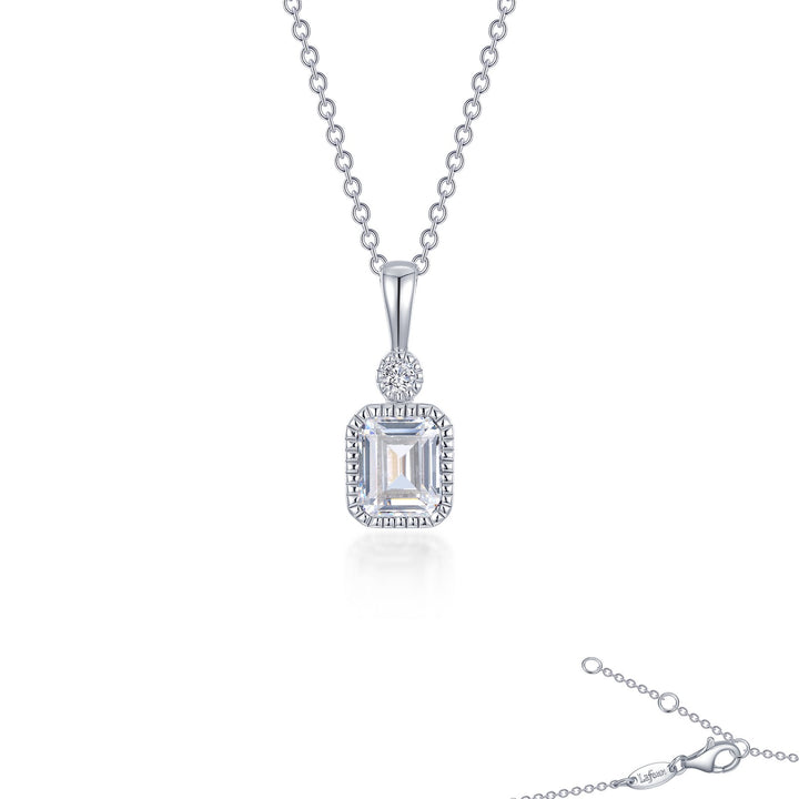 Sterling Silver Emerald Cut And Round Cubic Zirconia Necklace