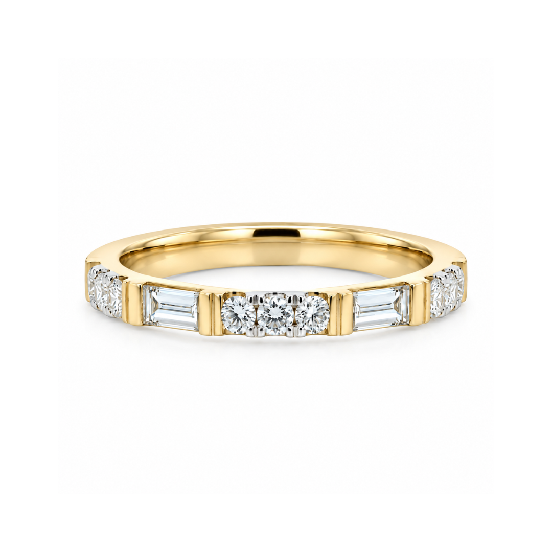 14K Yellow And White Gold 0.51 CTW LAB Grown Diamond Women's Wedding Band