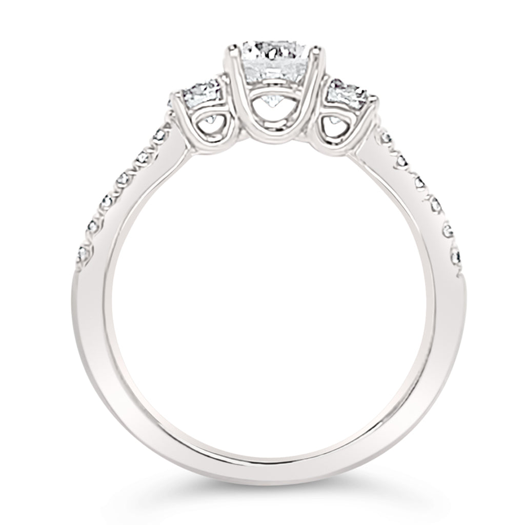 Women's 14K White Gold Three Stone 0.52 CTW Diamond Semi-Mount Engagment Ring