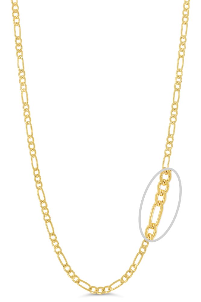 sempreORO Sterling Silver 14 Karat Gold Bonded 1.5mm Figaro Link Chain
