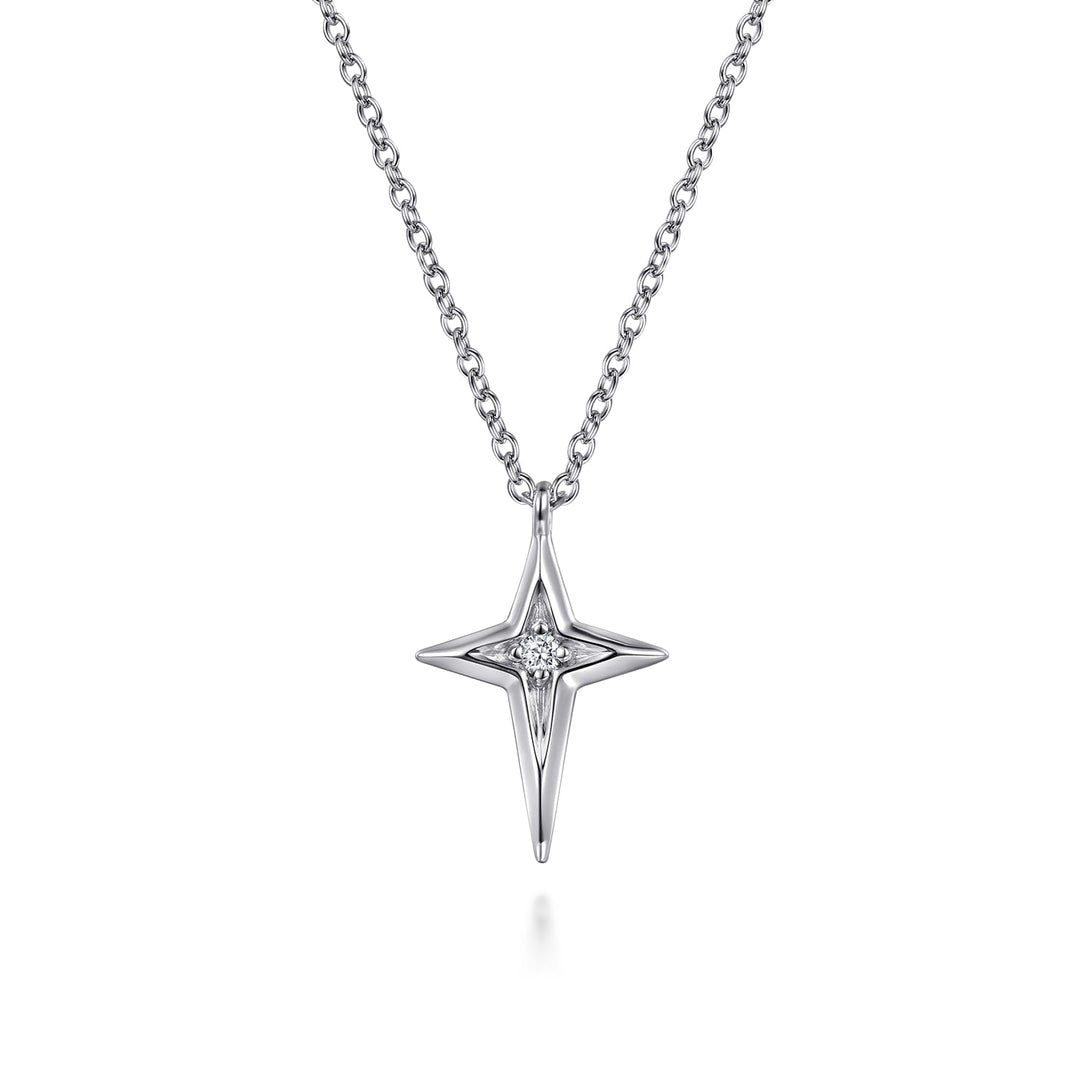 Sterling Silver Gabriel & Co Bujukan Diamond Cross Necklace