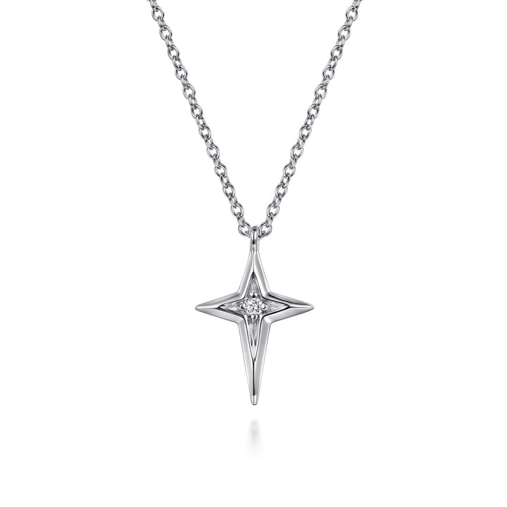 Sterling Silver Gabriel & Co Bujukan Diamond Cross Necklace