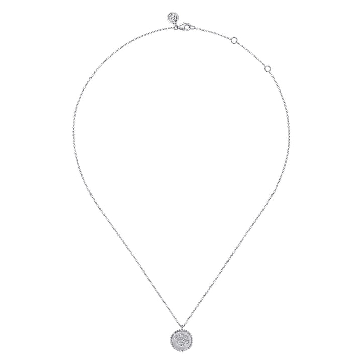 Sterling Silver Diamond Gabriel & Co. Bujukan Paw Print Medallion Necklace