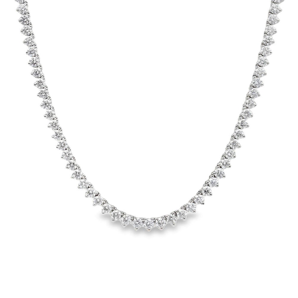 14KT White Gold Riviera Style Diamond Set 15" Necklace