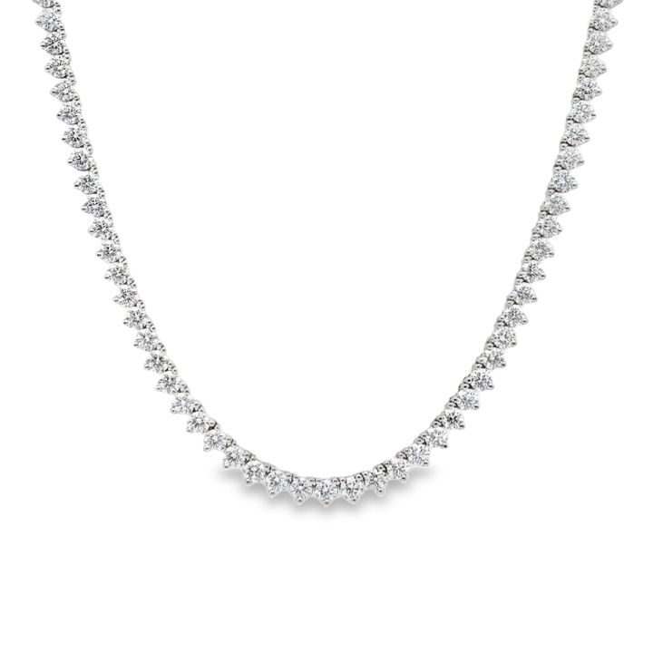 14KT White Gold Riviera Style Diamond Set 15" Necklace