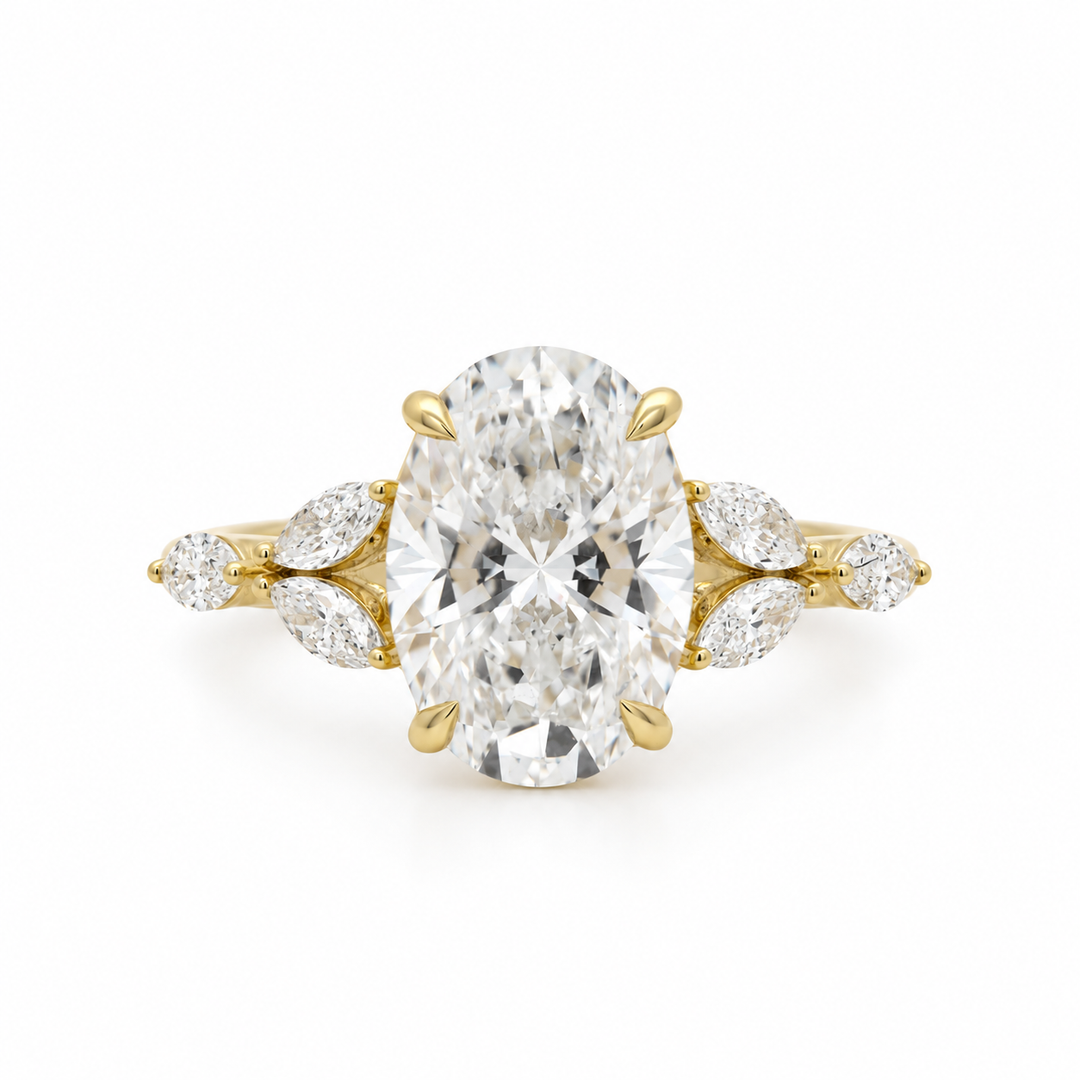 Women's 14K Yellow Gold 3.40 CTW LAB Diamond Engagement Ring