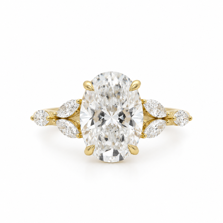 Women's 14K Yellow Gold 3.40 CTW LAB Diamond Engagement Ring