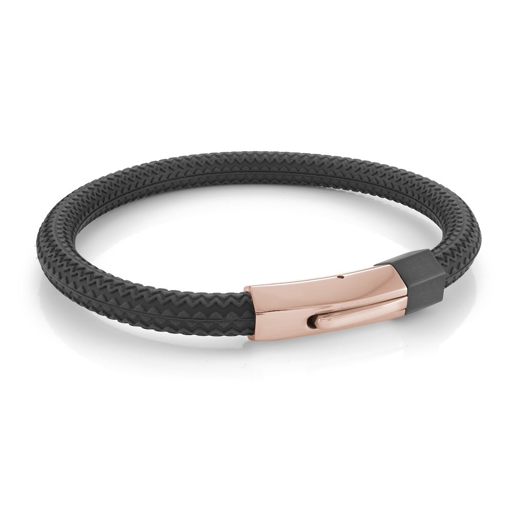 Italgem Matte Black And Yellow Gold Plated Stainless Steel Bracelet [803-03666]