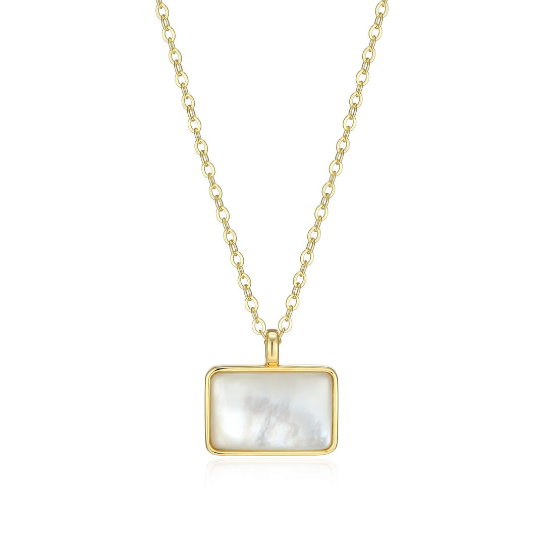 ELLE Sterling Silver Yellow Gold Plated Necklace With Mother Of Pearl