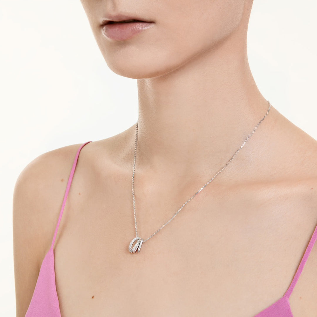 Swarovski Hyperbola Rhodium Plated Necklace With Clear Crystals 5737064