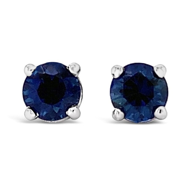 14K White Gold 0.57 CTW Round Sapphire Stud Earrings