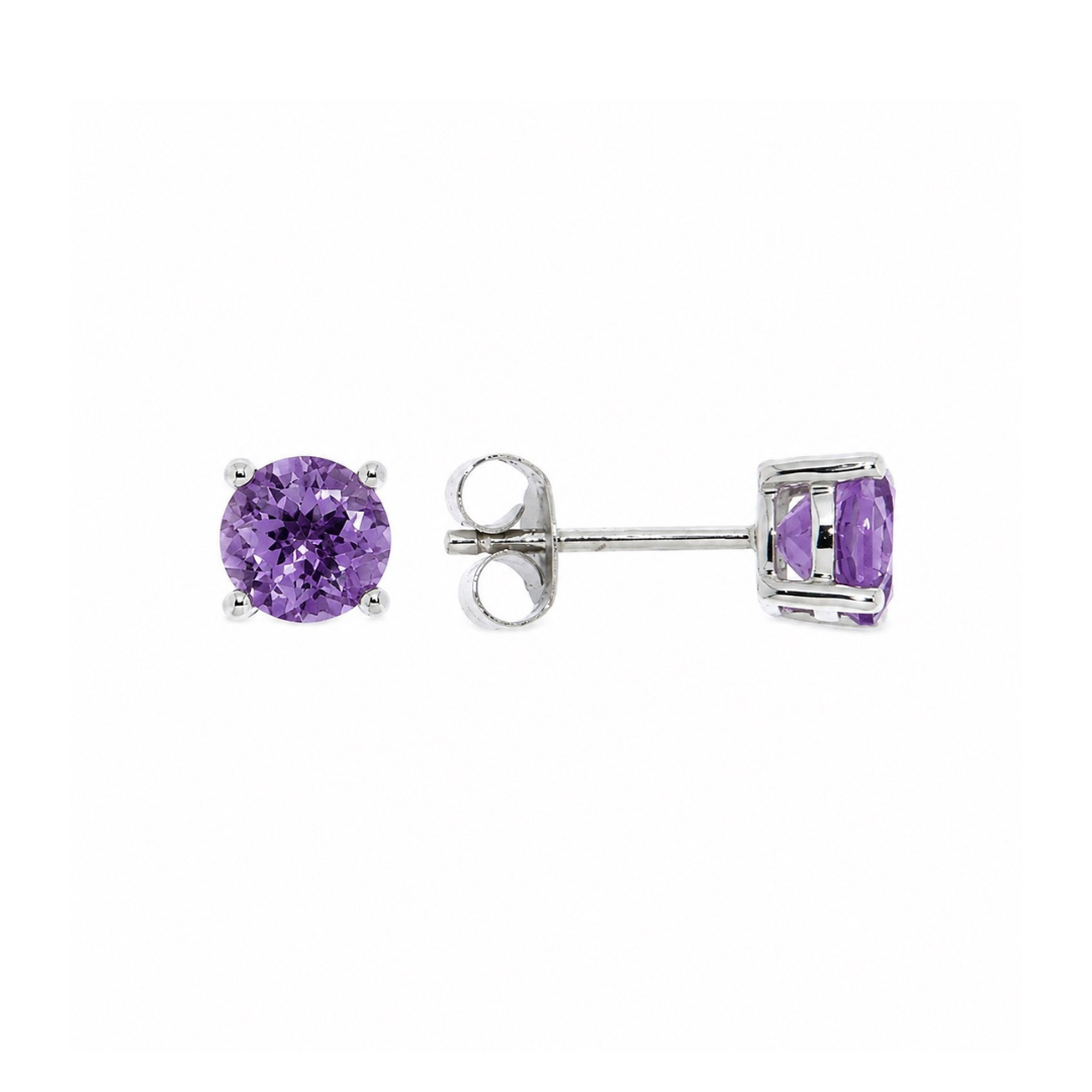 14K Yellow Gold 6mm Round Round Amethyst Stud Earrings