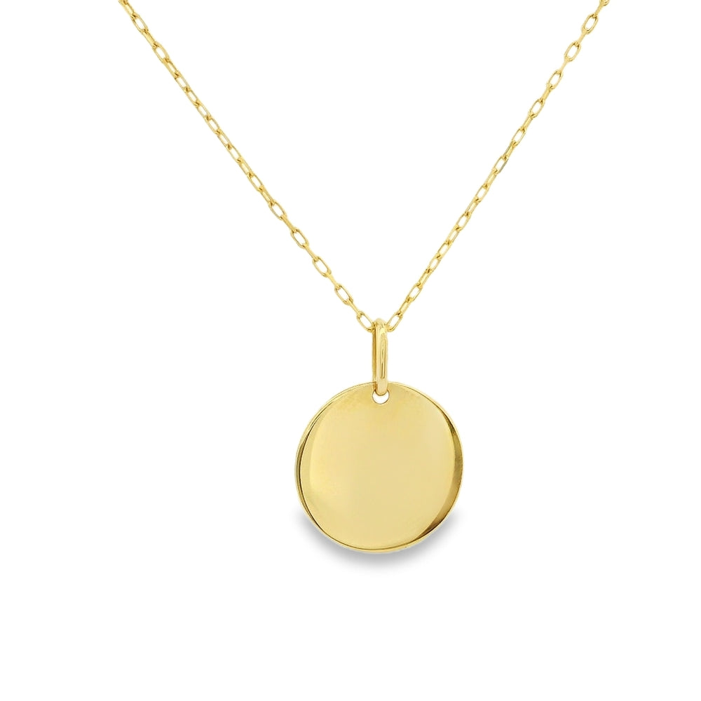 Women's 10K Yellow Gold 14.5mm Disc Necklace