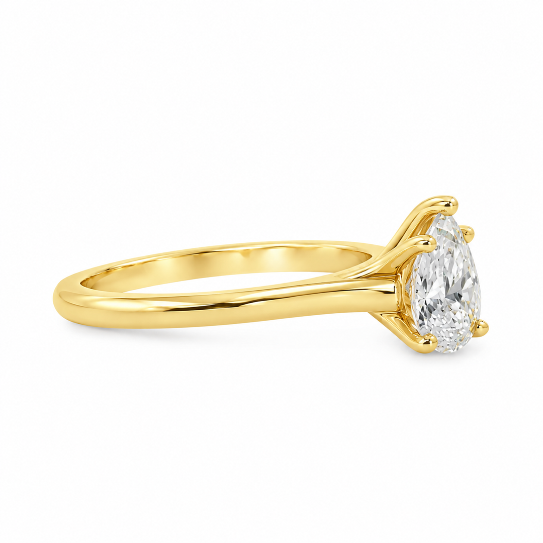 14K Yellow Gold 0.85 CTW Pear Shaped Diamond Engagement Ring