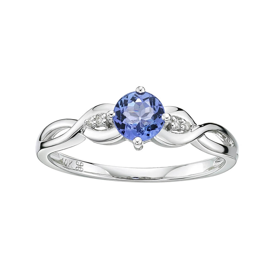 10K White Gold 0.45 CTW Tanzanite And 0.01 CTW Diamond Ring