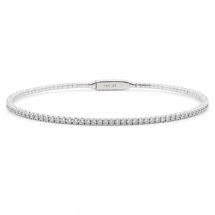 14 Karat White Gold Lab-Grown Diamond Set Flex Bangle
