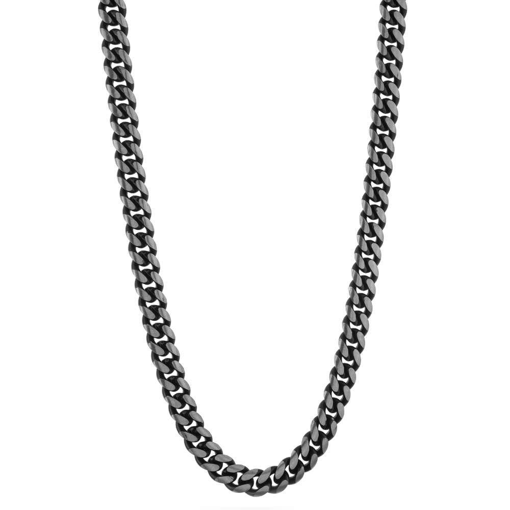 Italgem Stainless Steel Matte Black Plated Cuban Link Chain