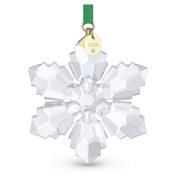 Swarovski Annual Edition Ornament 2026 Clear Crystal Snowflake With Green Ribbon And Gold-Tone Plated 2026 Tag 5718051