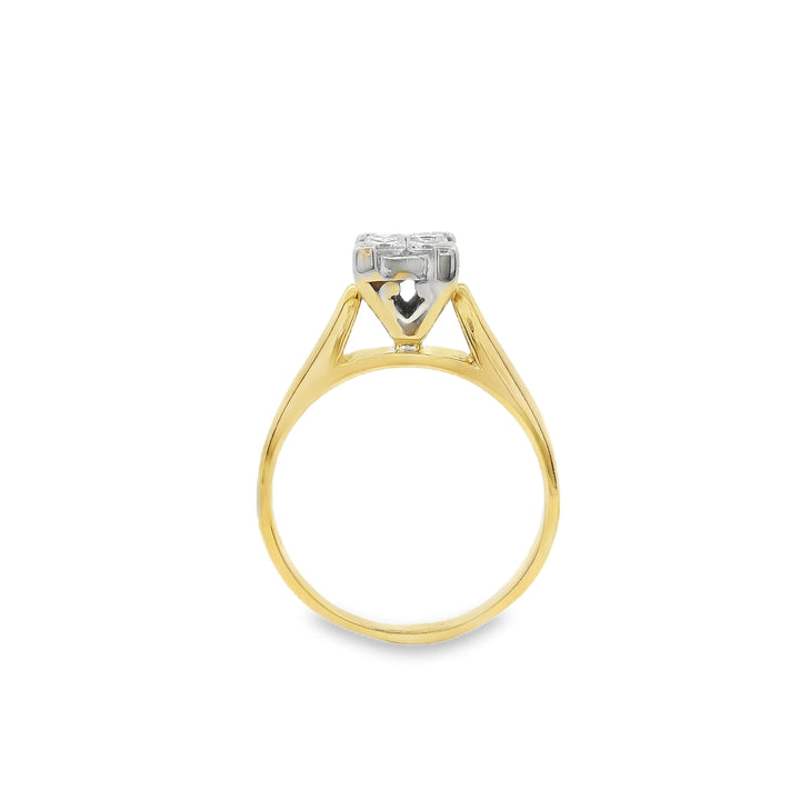 Estate - 18K Yellow And White Gold 0.35 CTW Diamond Engagement Ring, Size 5.25