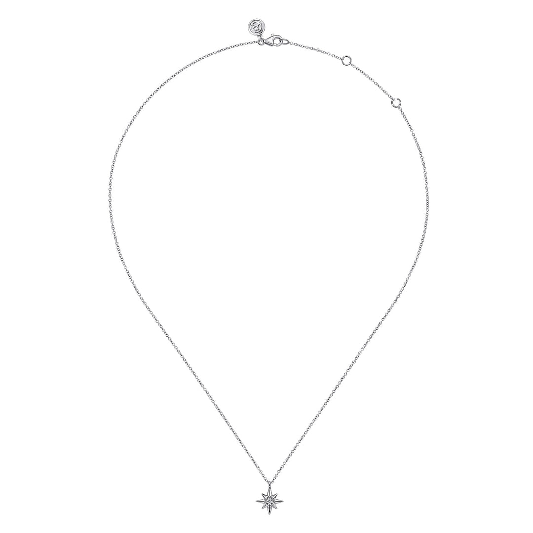 Sterling Silver Gabriel & Co. Diamond Starburst Necklace