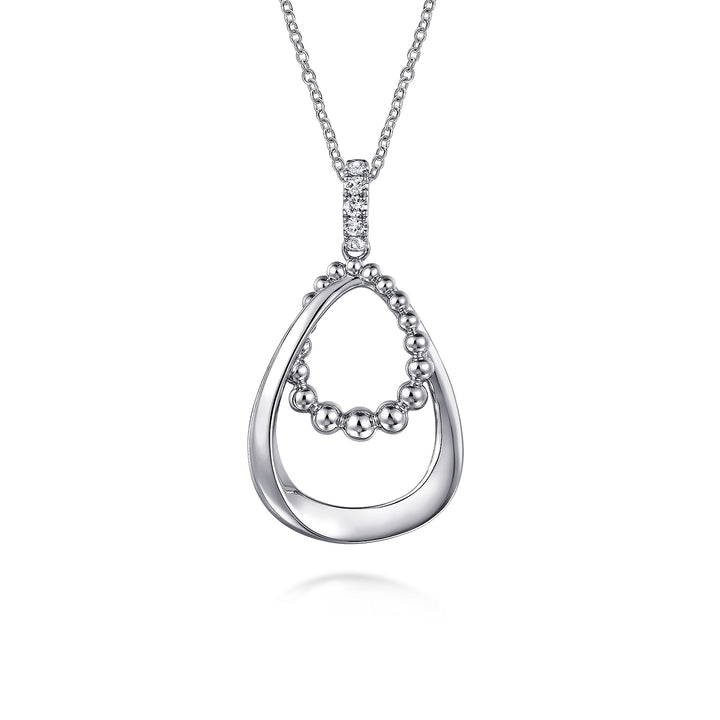 Gabriel & Co. Sterling Silver Double Teardrop Necklace With White Sapphires