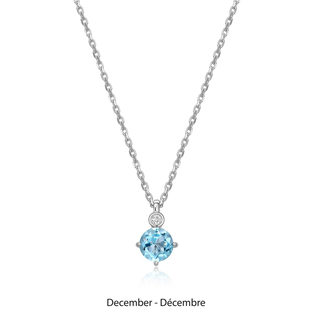 Elle Silver Birthstone - December Necklace