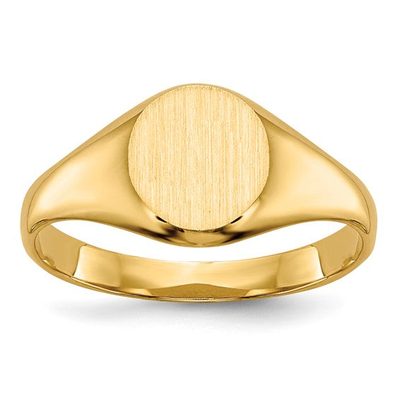 10K Yellow Gold Polished And Brushed Finish Signet Ring, Size 5