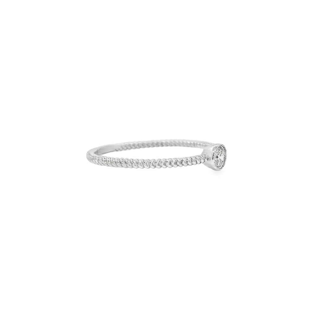 14K White Gold 0.10 CTW Diamond Women's Twist Pattern Ring