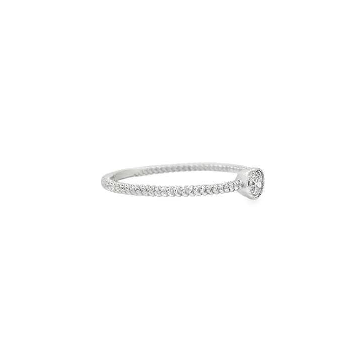 14K White Gold 0.10 CTW Diamond Women's Twist Pattern Ring