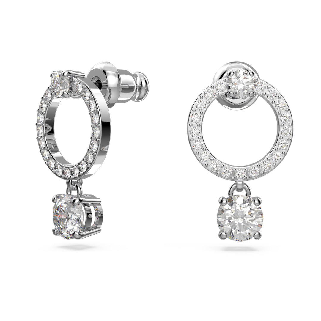 Swarovski Constella Rhodium Plated Circle Stud Earrings With Clear Zirconia's 55563278