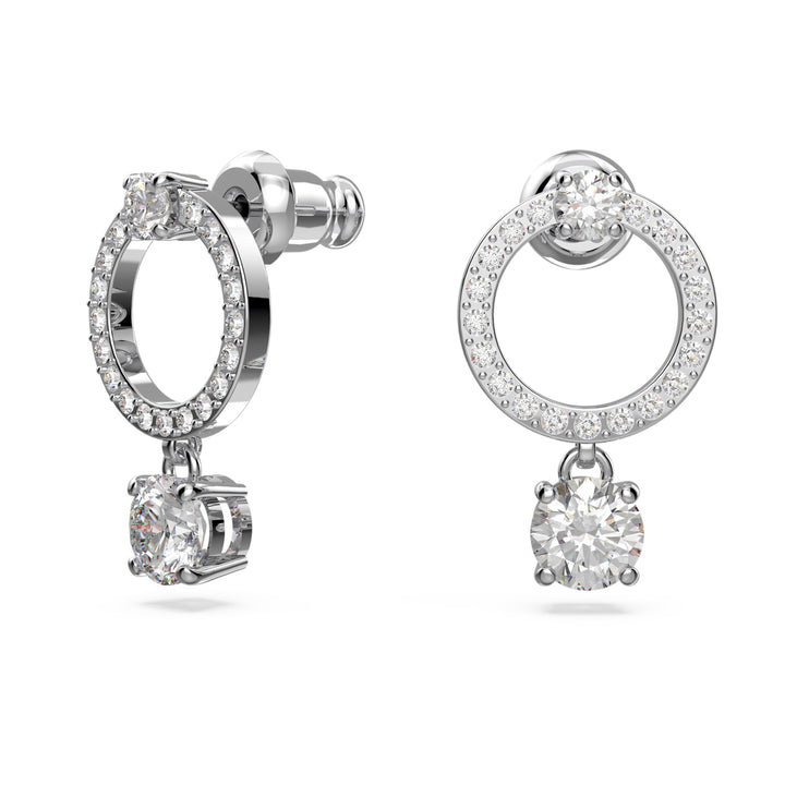Swarovski Constella Rhodium Plated Circle Stud Earrings With Clear Zirconia's 55563278