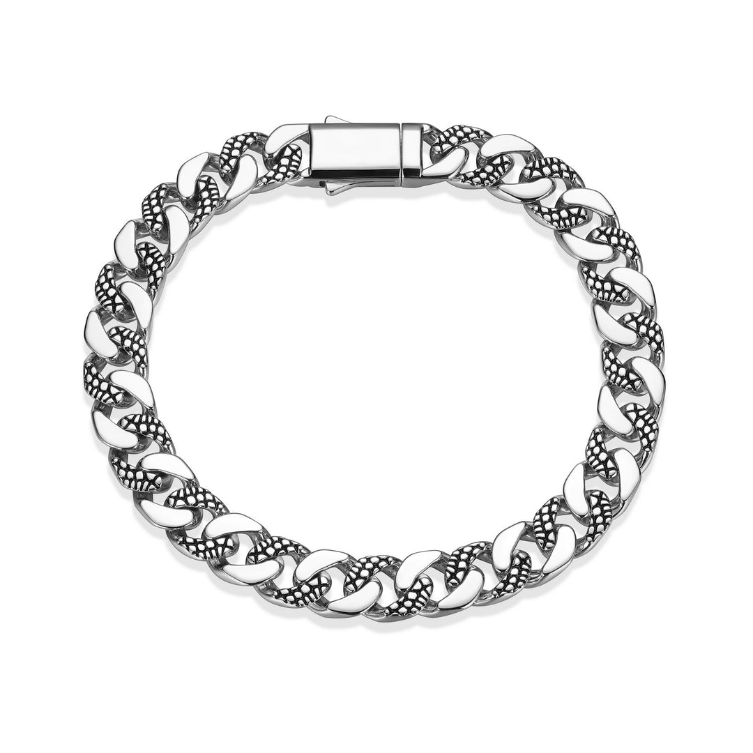 Ethos "Reptile" Silver Black Oil Link Bracelet