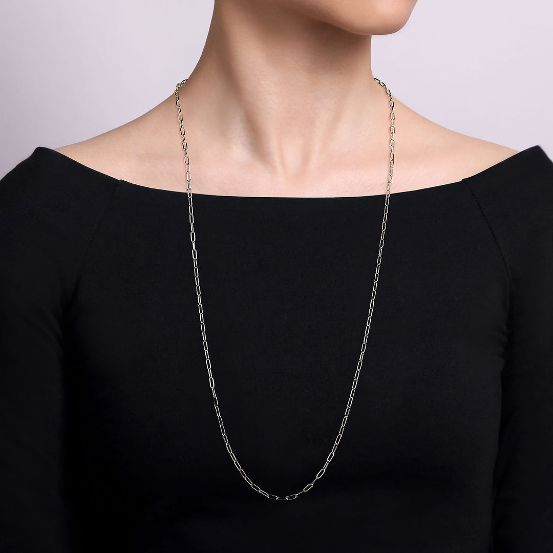 Sterling Silver Gabriel & Co. Medium Polished Paperclip Link 32" Chain