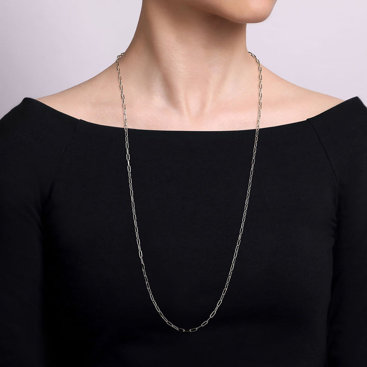 Sterling Silver Gabriel & Co. Medium Polished Paperclip Link 32" Chain