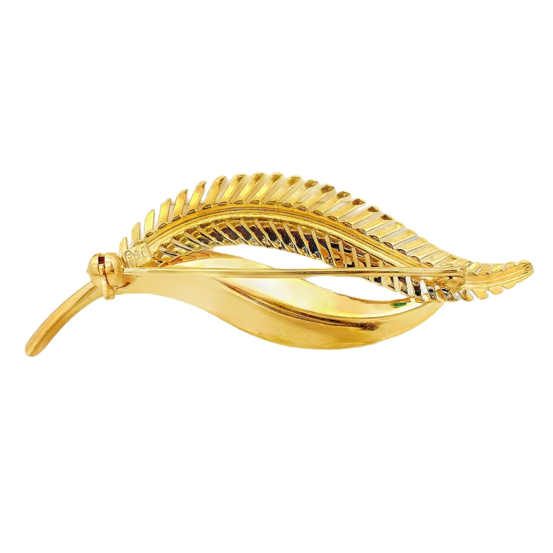Estate - 18 Karat Yellow Gold Polished Fancy Leaf Brooch
