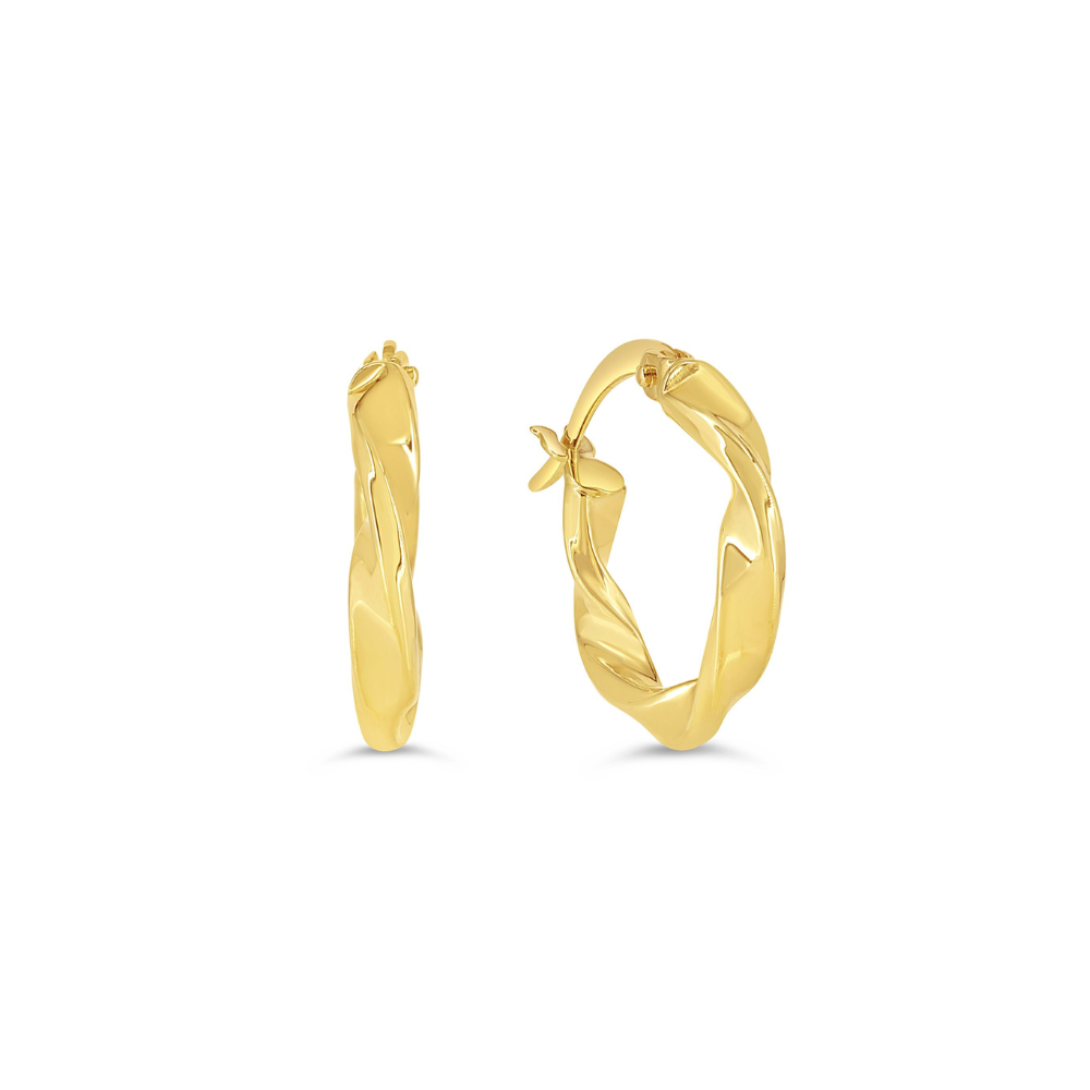 10 Karat Yellow Gold Small Polished Twisted Hoop Earrings
