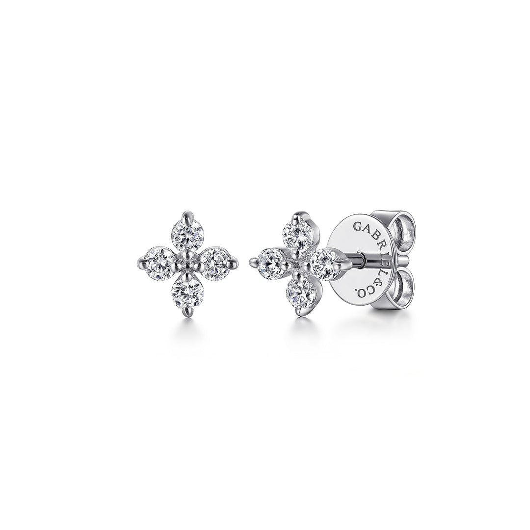 14K White Gold 0.10 CTW Diamond Stud Earrings