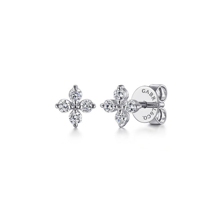 14K White Gold 0.10 CTW Diamond Stud Earrings