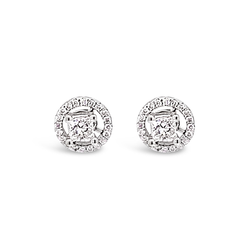 14K White Gold Polished 0.11 CTW Diamond Earring Jackets